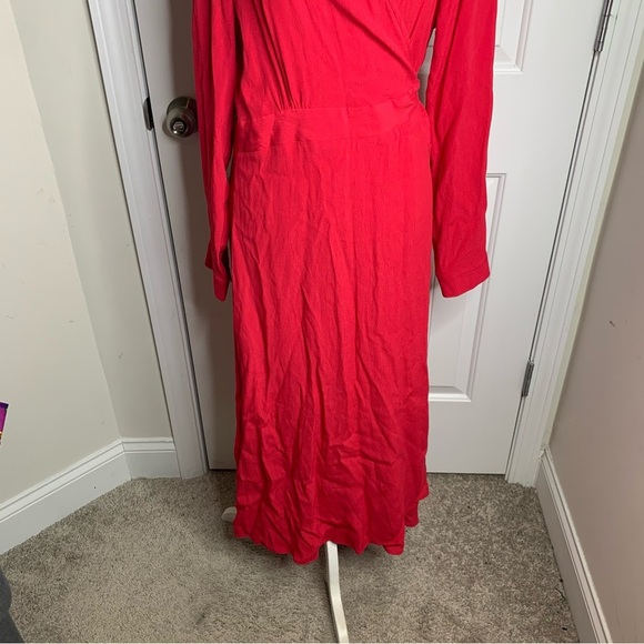 Poetry red wrap long sleeves maxi dress size 16 holiday Valentines quiet luxury - Picture 3 of 9